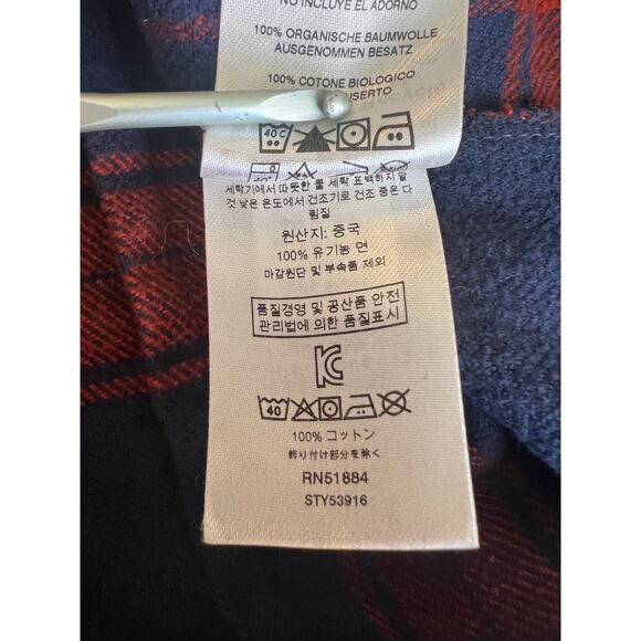 Patagonia Long-Sleeved Fjord Flannel button Up Shirt Medium Navy & Red - Picture 8 of 14